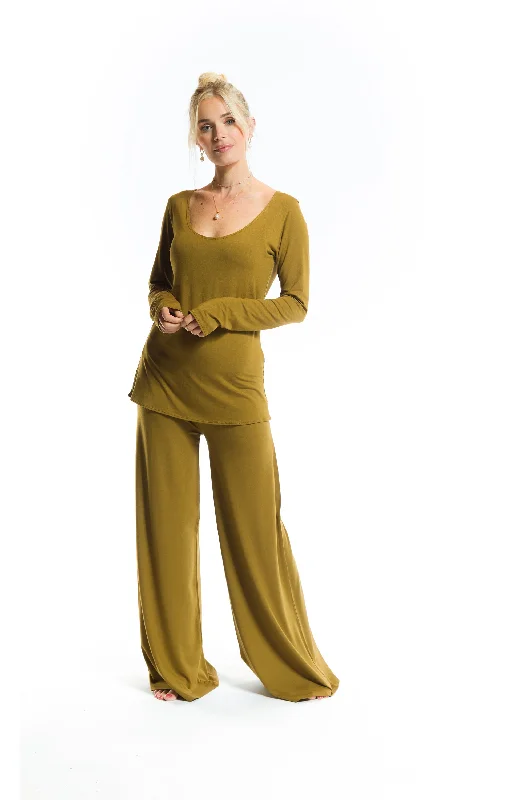 BAMBOO LONG SLEEVE TOP PISTACHIO Classic Women's Pin - striped