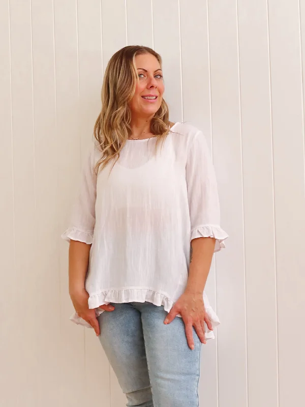 Rutherglen Blouse - White Relaxed Women's 