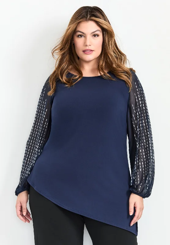 Glitz Embellished Sleeve Tunic Elegant Women's Formal 