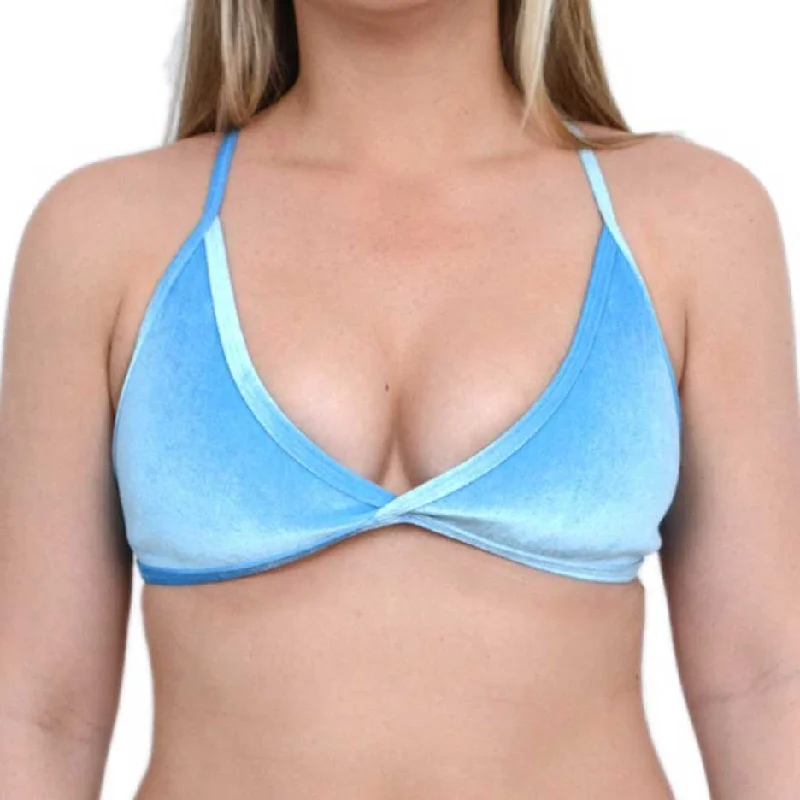 Cielo Blue Velvet Tops Stylish Women's Tropical 
