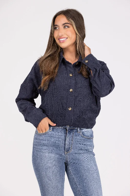 Global Icon Women's Button Front Corduroy Shacket Sharp Women's Italian